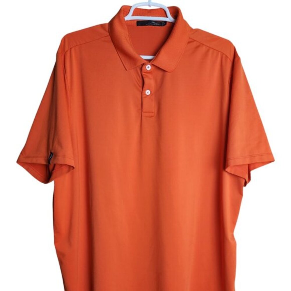 RLX Ralph Lauren Men XL Orange Stretch Short Sleeve Activewear Golf Polo Shirt